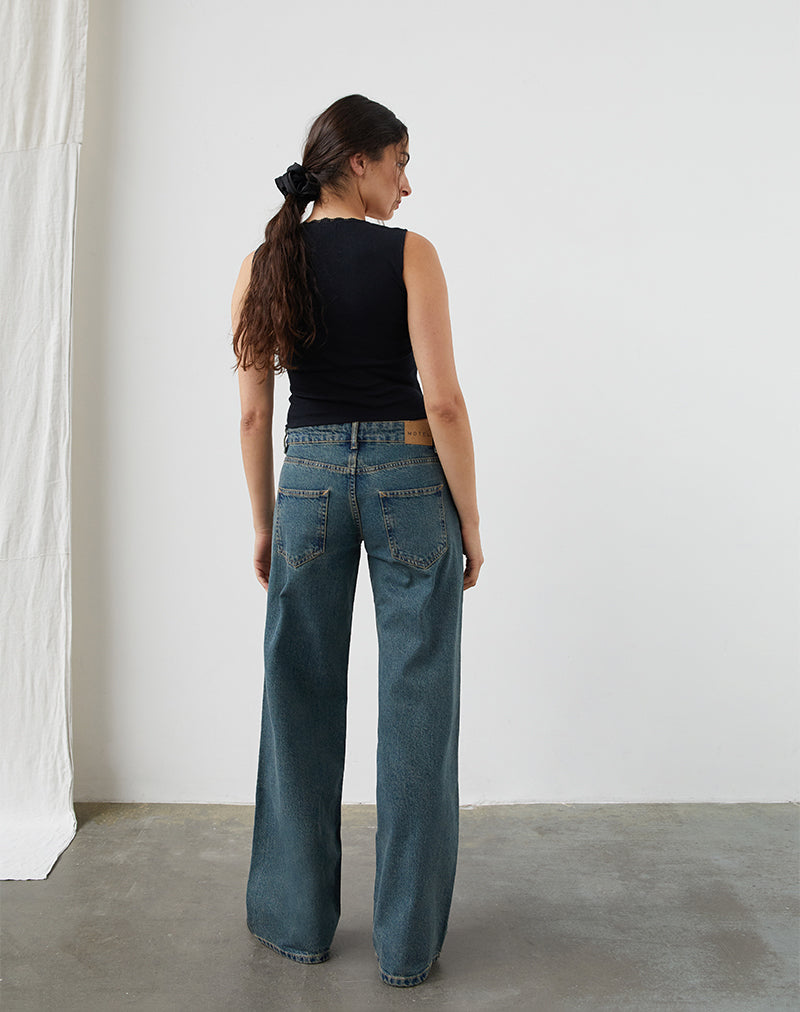 Afbeelding van Low Rise Parallel Jeans in Bruin Blauw Acid