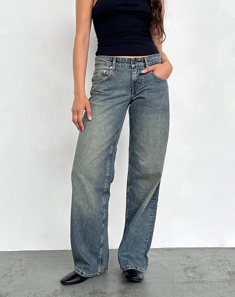 Low Rise Parallel Jeans in extreem blauwgroen