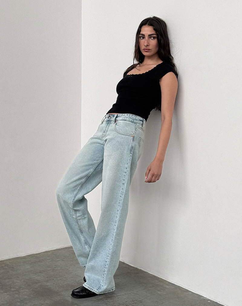 Afbeelding van Low Rise Parallel Jeans In Extreme Light Wash Blue