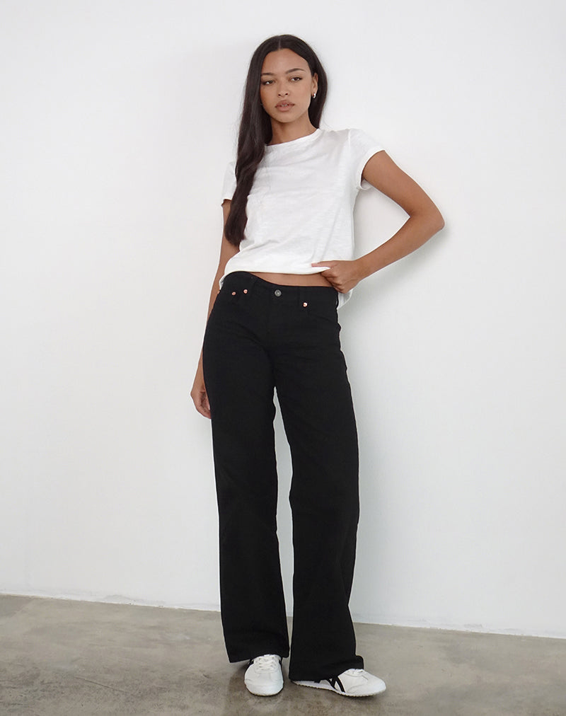 Low Rise Parallel Jeans in Rinse Zwart