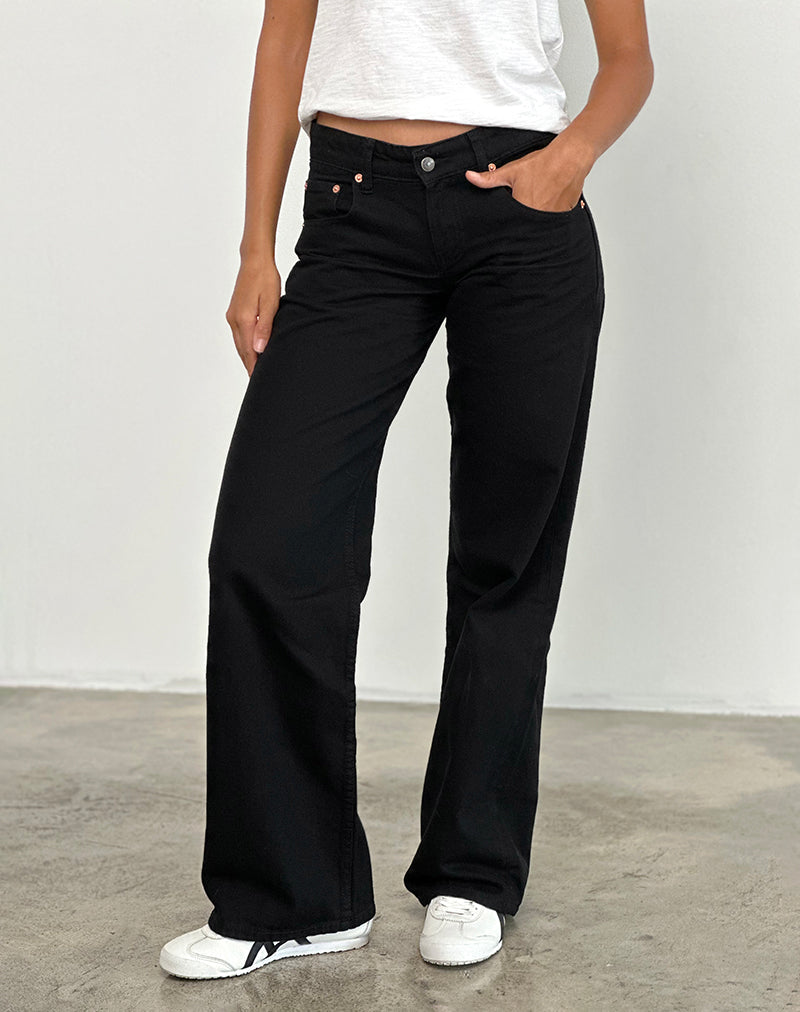 Low Rise Parallel Jeans in Rinse Zwart