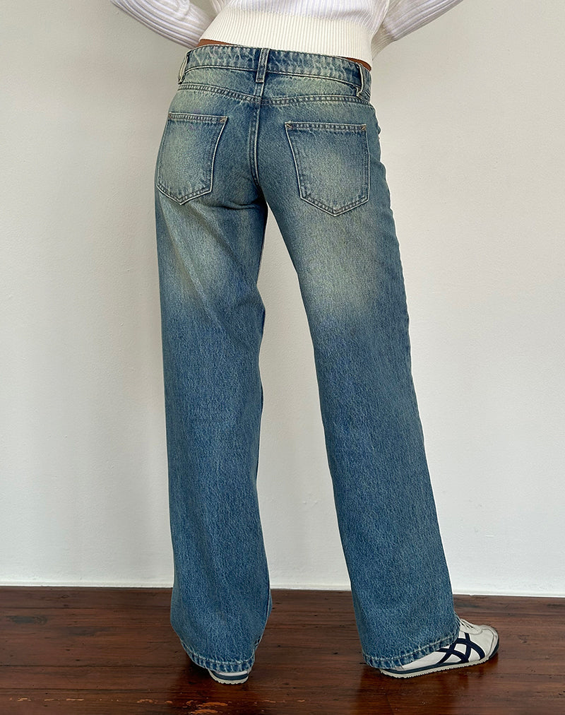 Low Rise Parallel Jeans in Zeegroen