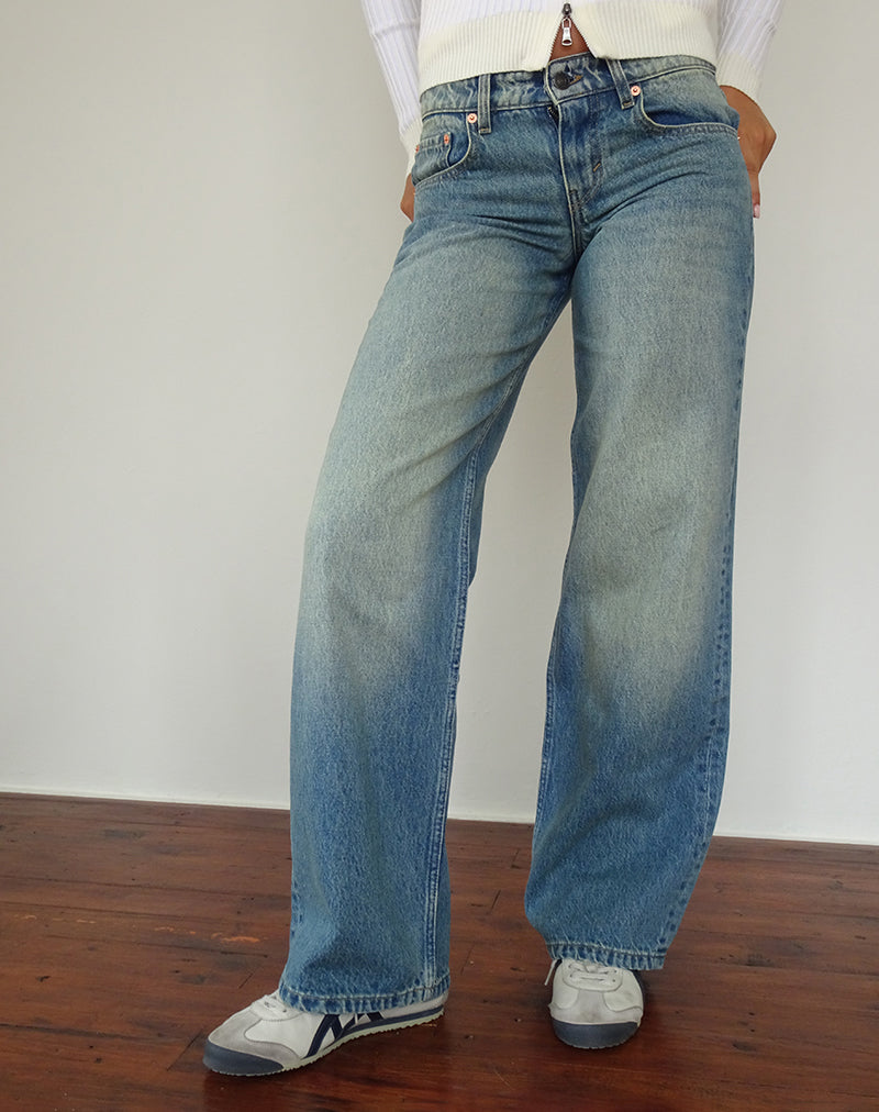 Low Rise Parallel Jeans in Zeegroen