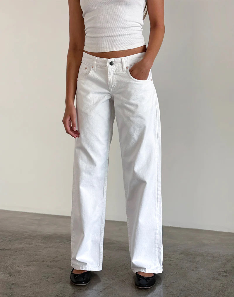 Low Rise Parallel Jeans in Echt Wit