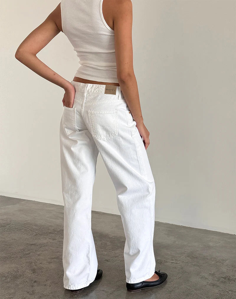 Low Rise Parallel Jeans in Echt Wit