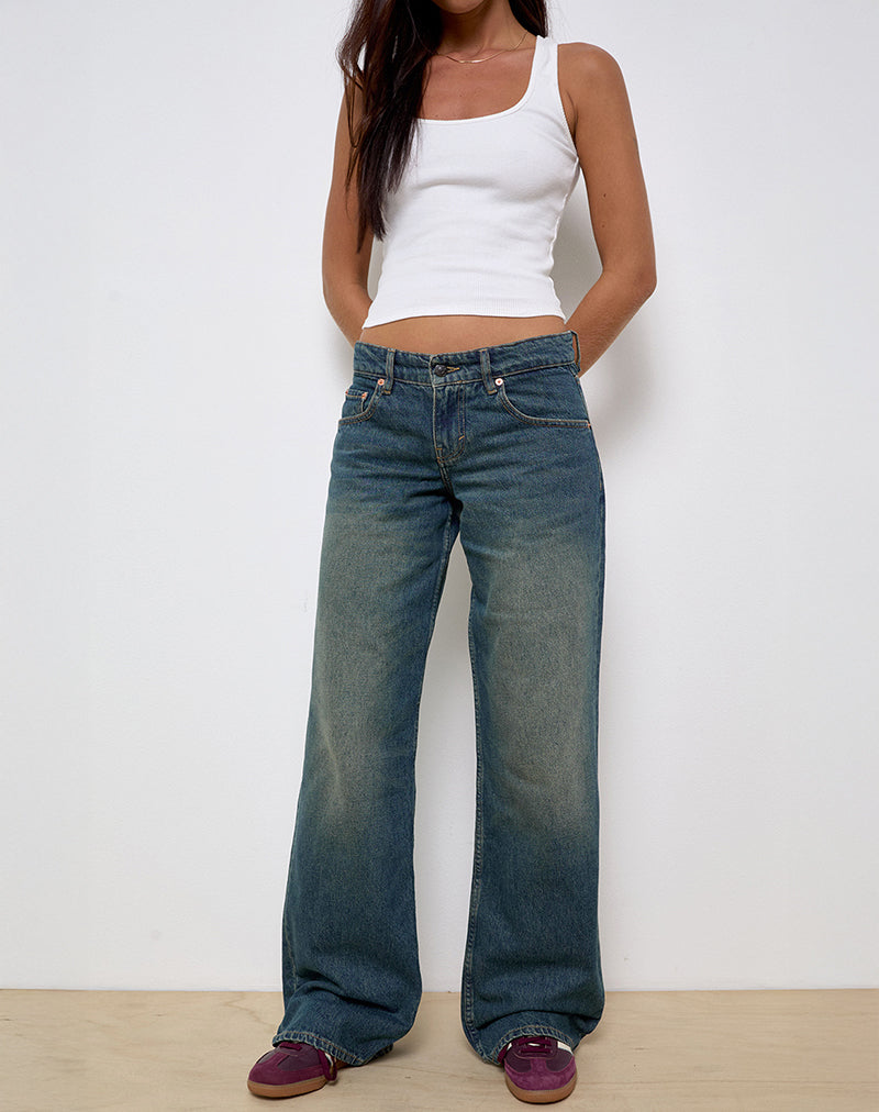Low Rise Parallel Jeans in Vintage Green Gebruikt