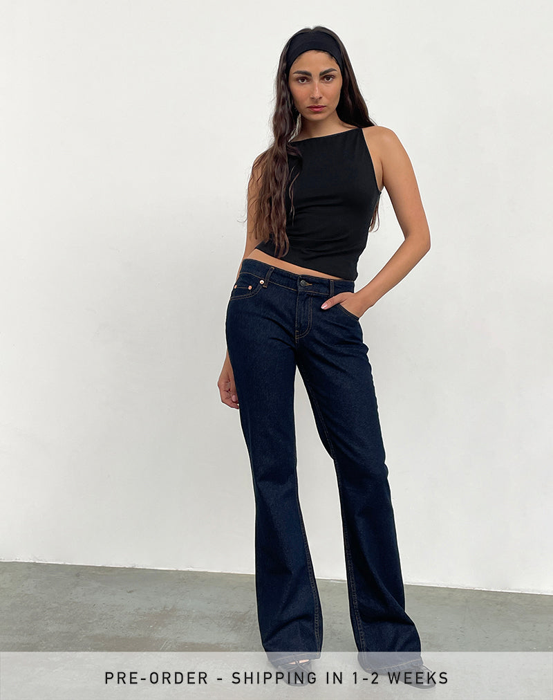 Stijve Low Rise Flare Jeans In Indigo
