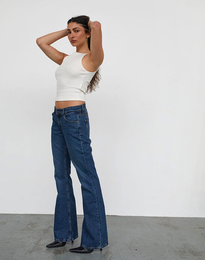 Afbeelding van Rigid Low Rise Flare Jeans In Mid Blue Used