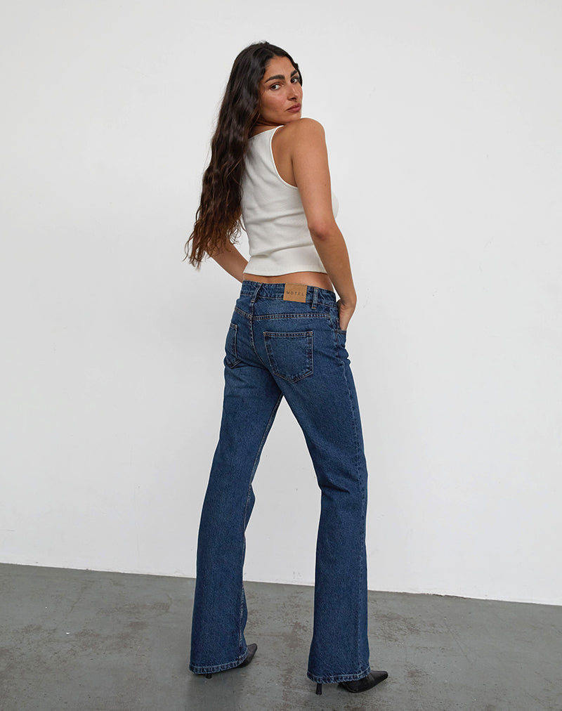 Afbeelding van Rigid Low Rise Flare Jeans In Mid Blue Used