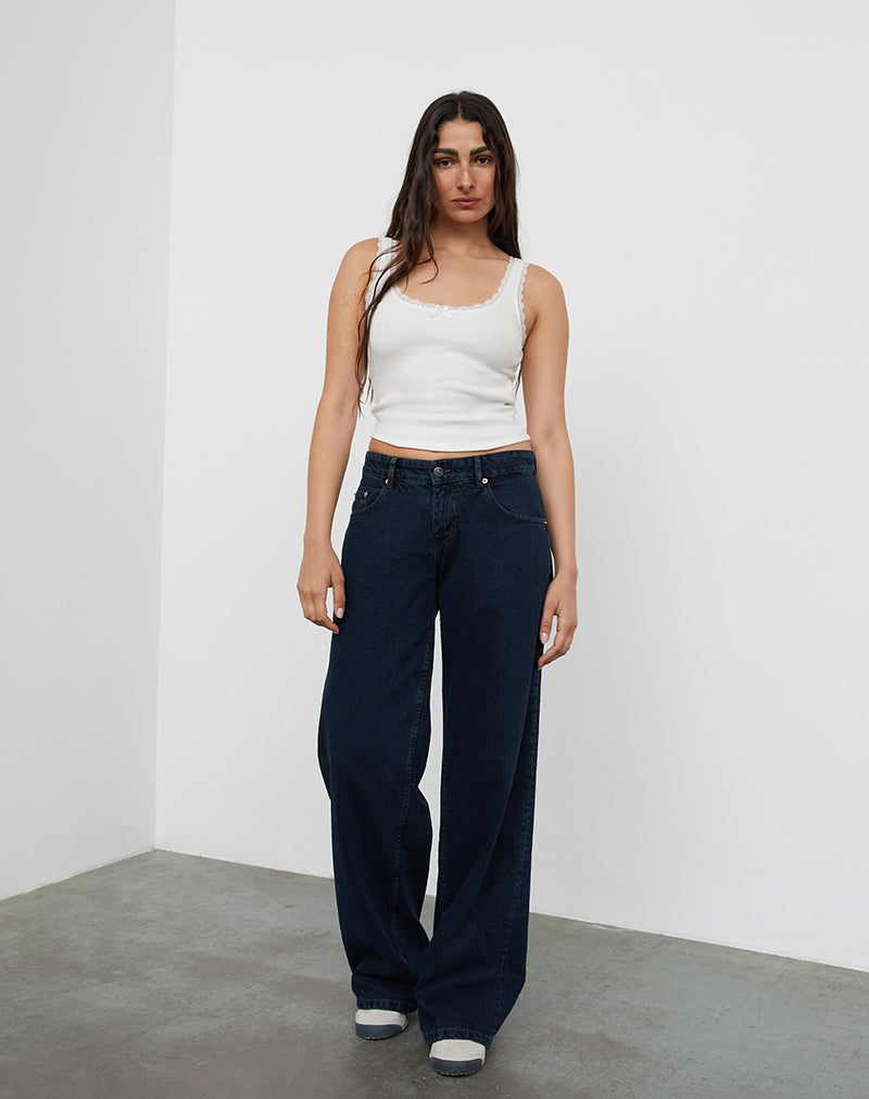 Lage Roomy Jeans in Blauwe Inkt