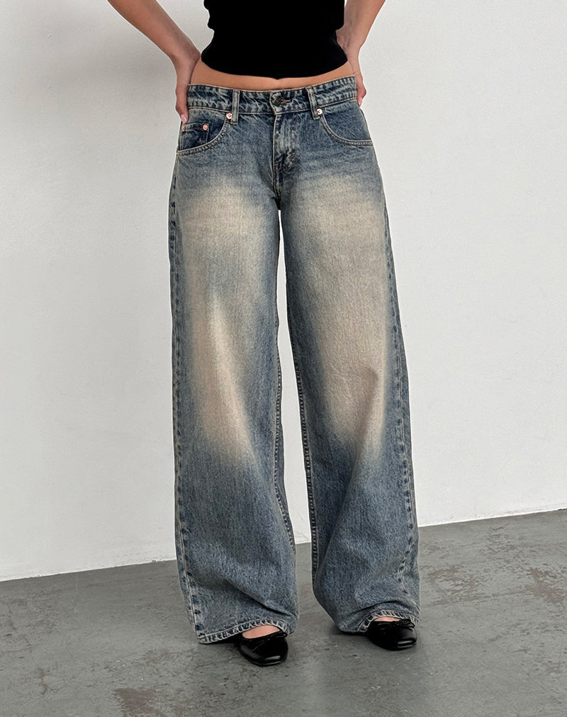 Afbeelding van Roomy Extra Wide Low Rise Jeans in Dirty Blue