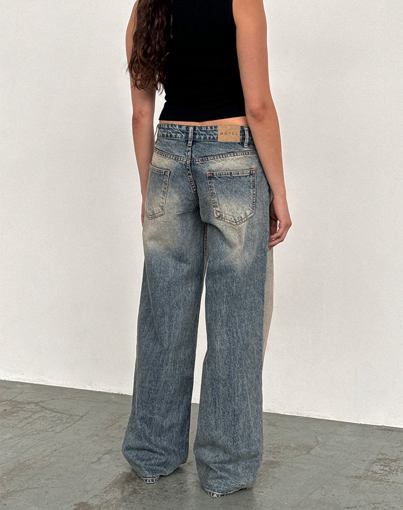 Afbeelding van Roomy Extra Wide Low Rise Jeans in Dirty Blue