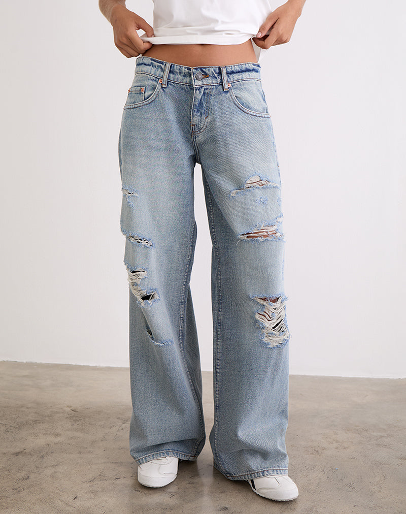 Afbeelding van Low Rise Roomy Jeans in Extreme Rip Vintage Blue