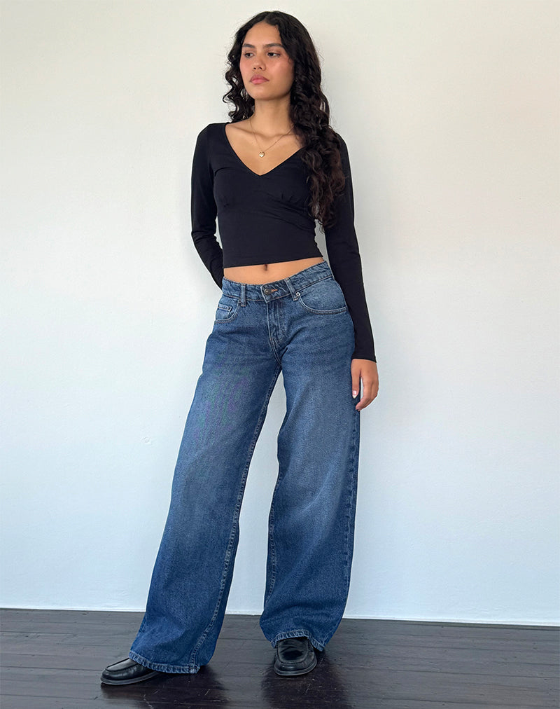 Afbeelding van Roomy Extra Wide Low Rise Jean in College Blue