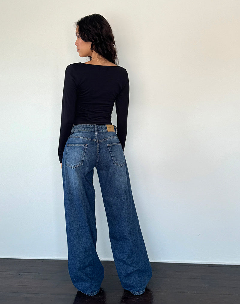 Afbeelding van Roomy Extra Wide Low Rise Jean in College Blue