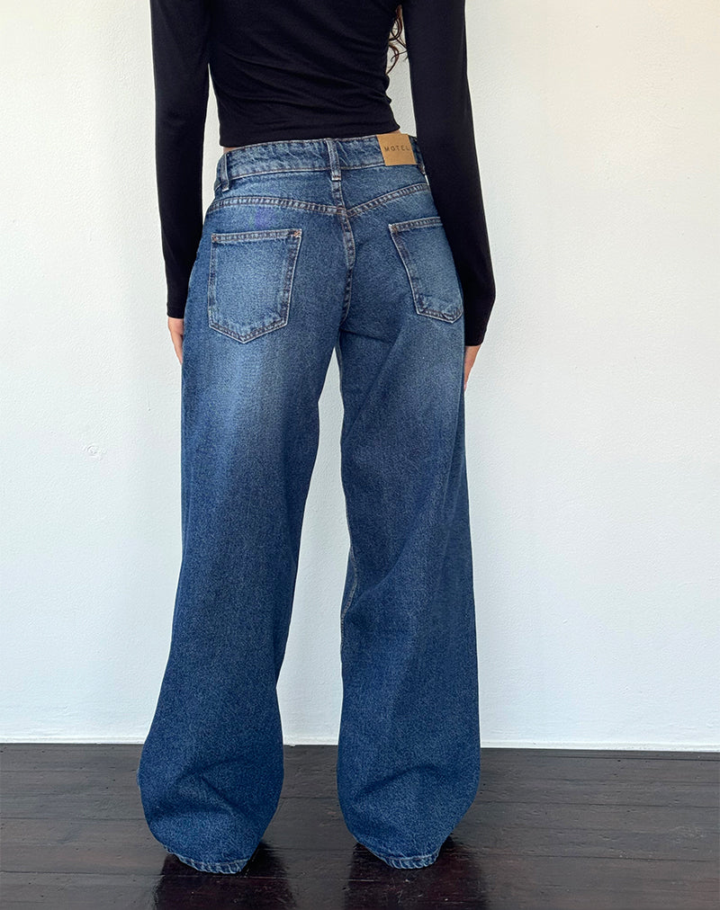 Afbeelding van Roomy Extra Wide Low Rise Jean in College Blue