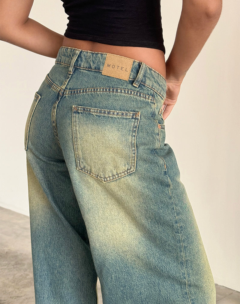 Afbeelding van Roomy Extra Wide Low Rise Jean in Mid Used Green