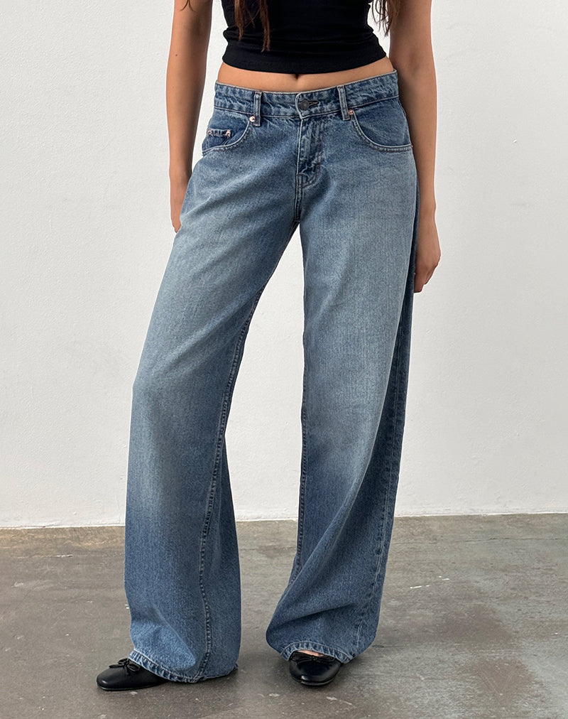 Afbeelding van Roomy Extra Wide Low Rise Jeans in Powder Blue