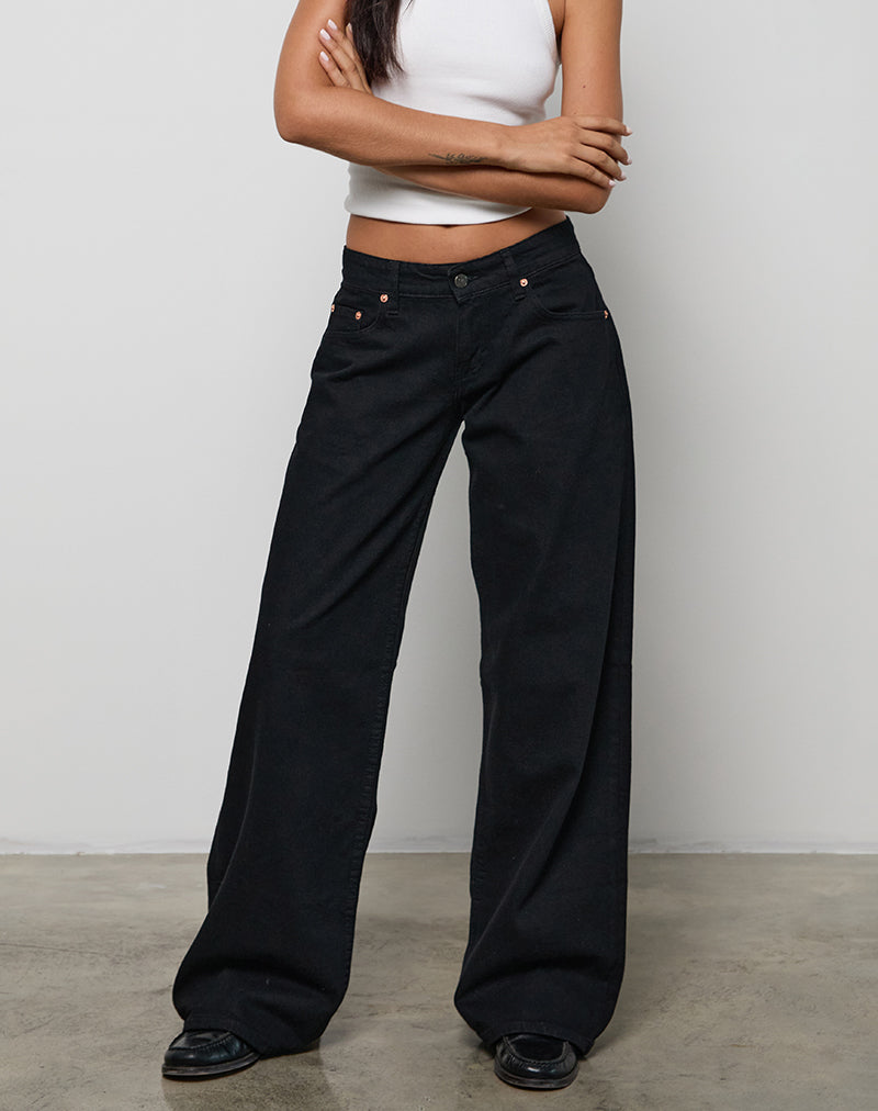 Lage Roomy Jeans in Rinse Zwart