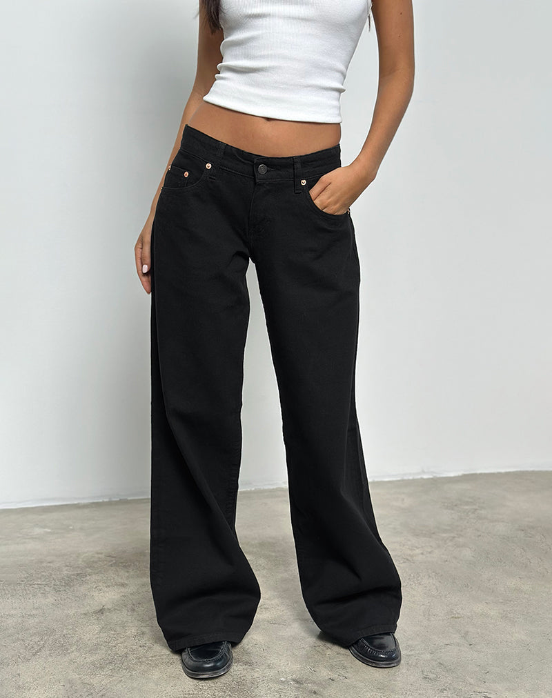 Afbeelding van Low Rise Roomy Jeans in Rinse Zwart