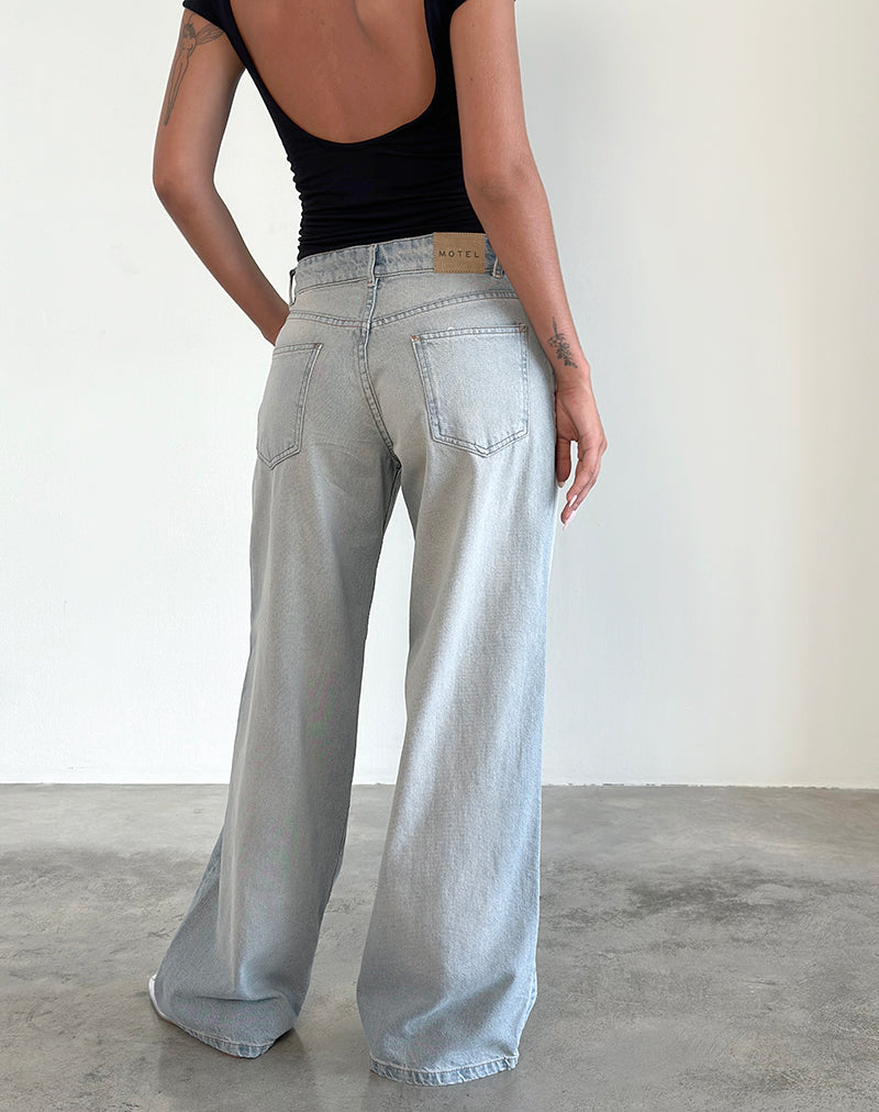 Afbeelding van Roomy Extra Wide Low Rise Jeans in Sand Bleach Extreme