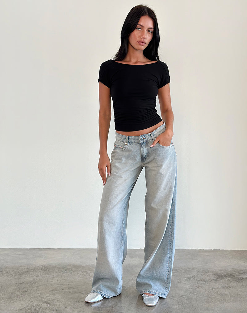 Afbeelding van Roomy Extra Wide Low Rise Jeans in Sand Bleach Extreme
