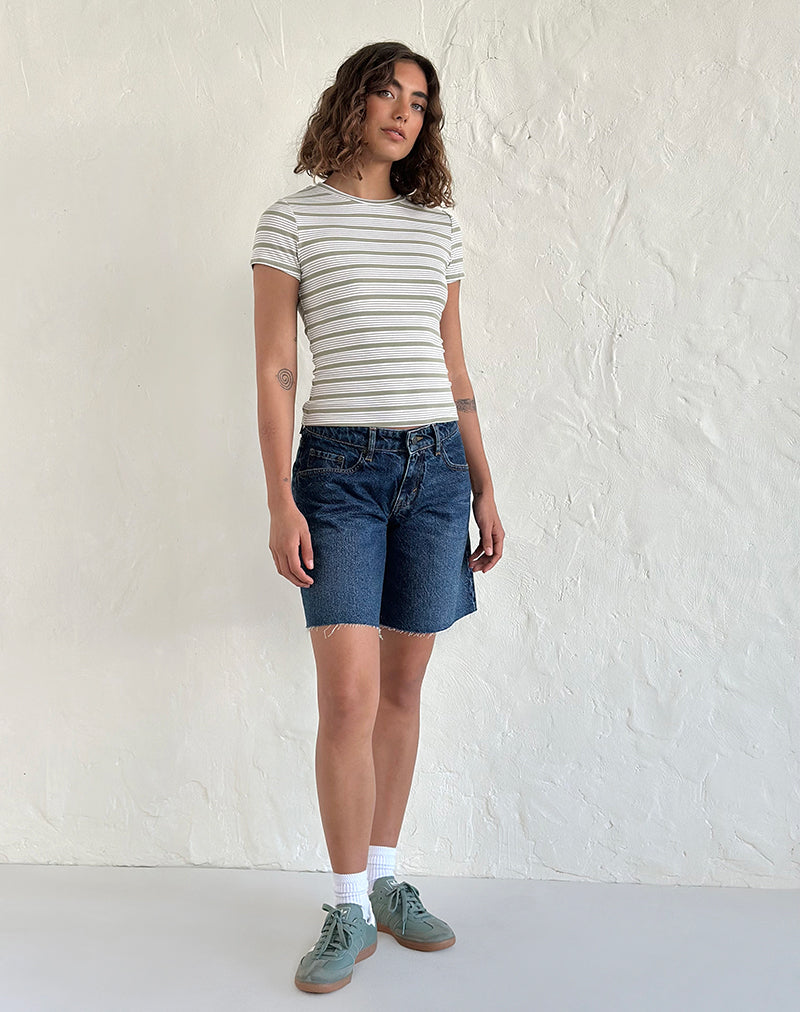 Afbeelding van Roomy Mid Rise Jorts in Mid Blue Used