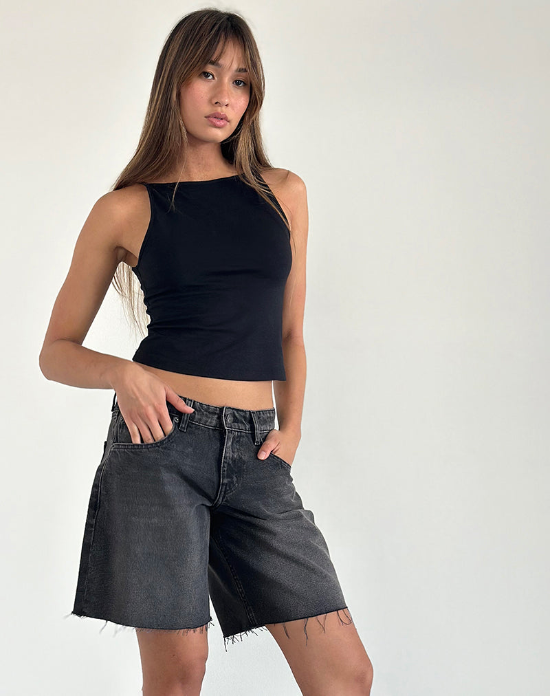 Afbeelding van Roomy Low Rise Jorts in Washed Black Grey