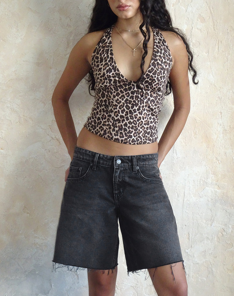 Afbeelding van Roomy Low Rise Jorts in Washed Black Grey