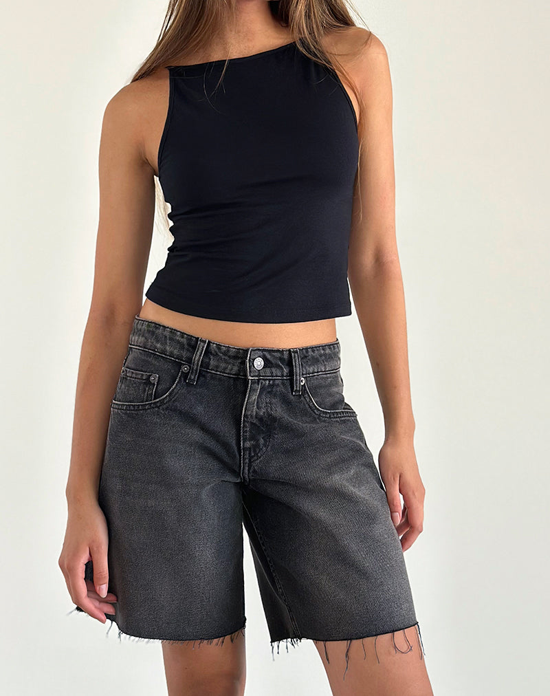Afbeelding van Roomy Low Rise Jorts in Washed Black Grey