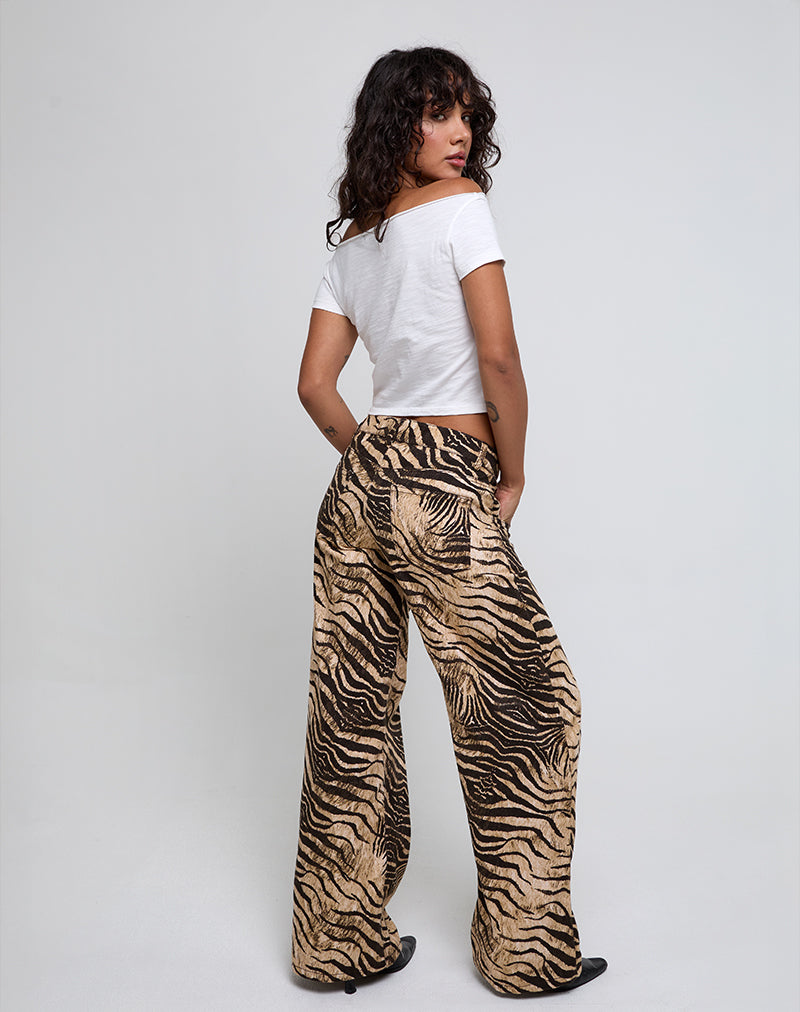 Afbeelding van Low Rise Roomy Broek in Wilde Dierenprint