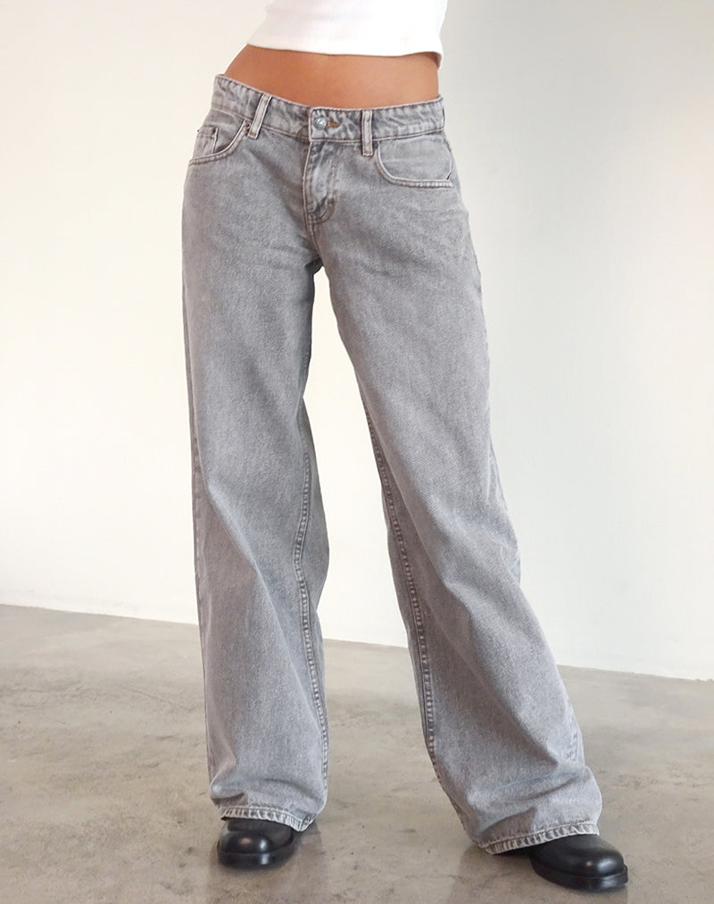 Afbeelding van Roomy Extra Wide Low Rise Jeans in Grey Wash