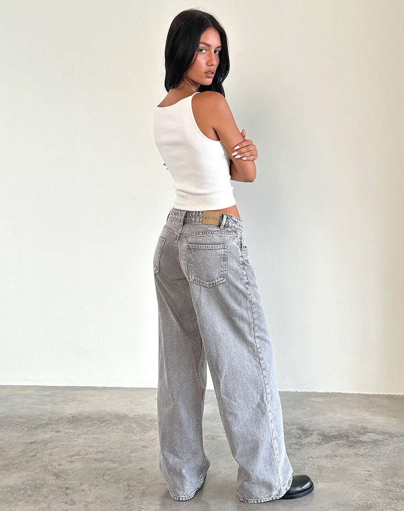 Afbeelding van Roomy Extra Wide Low Rise Jeans in Grey Wash