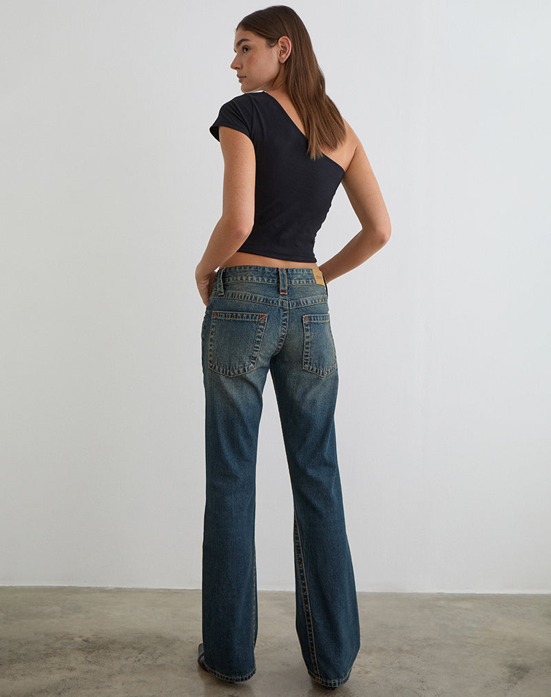 Afbeelding van laaggetailleerde jeans met gedraaide naden in 80s Dirty Green