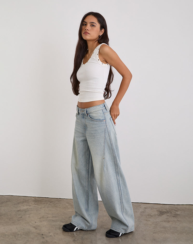 Afbeelding van Low Slung Roomy Jeans in Breeze Blue Wash