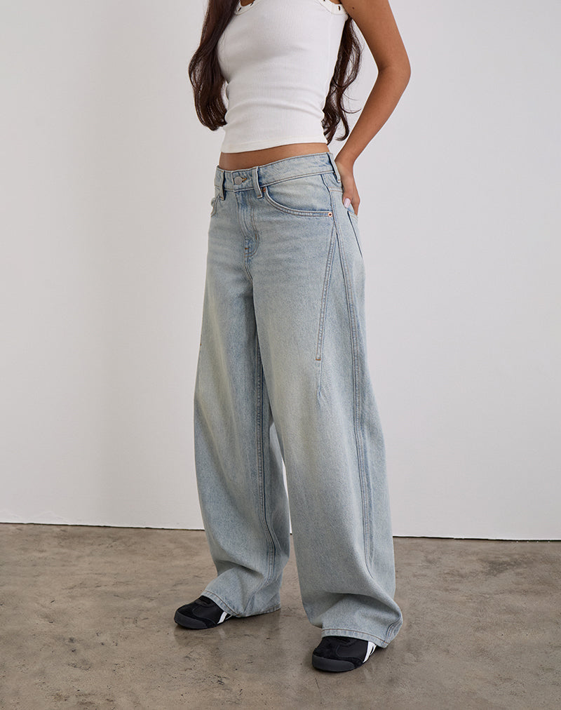 Afbeelding van Low Slung Roomy Jeans in Breeze Blue Wash