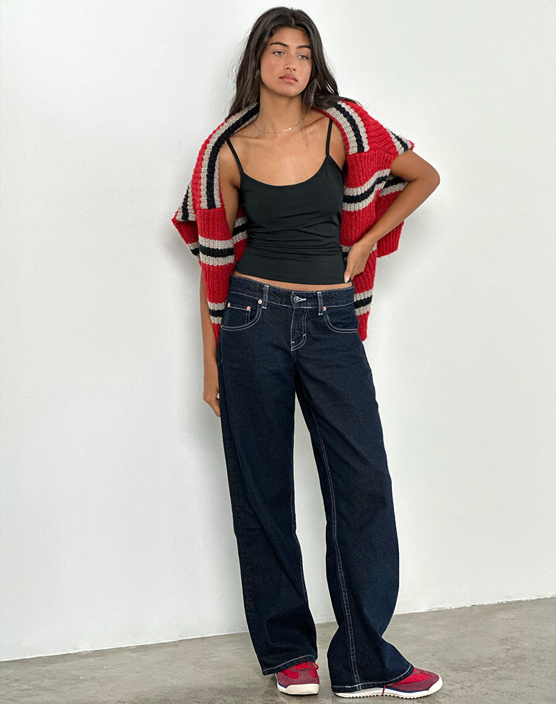 Afbeelding van Low Rise Parallel Jeans in Indigo met contrast naad