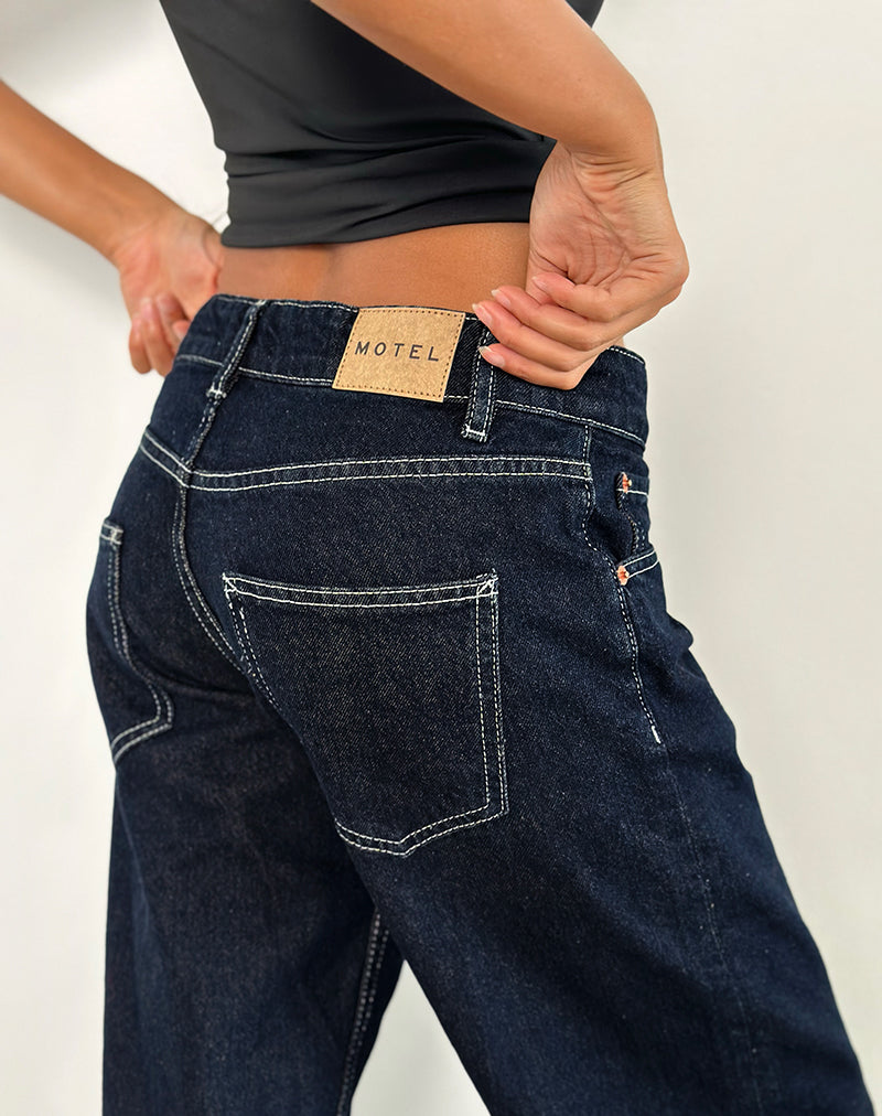 Afbeelding van Low Rise Parallel Jeans in Indigo met contrast naad