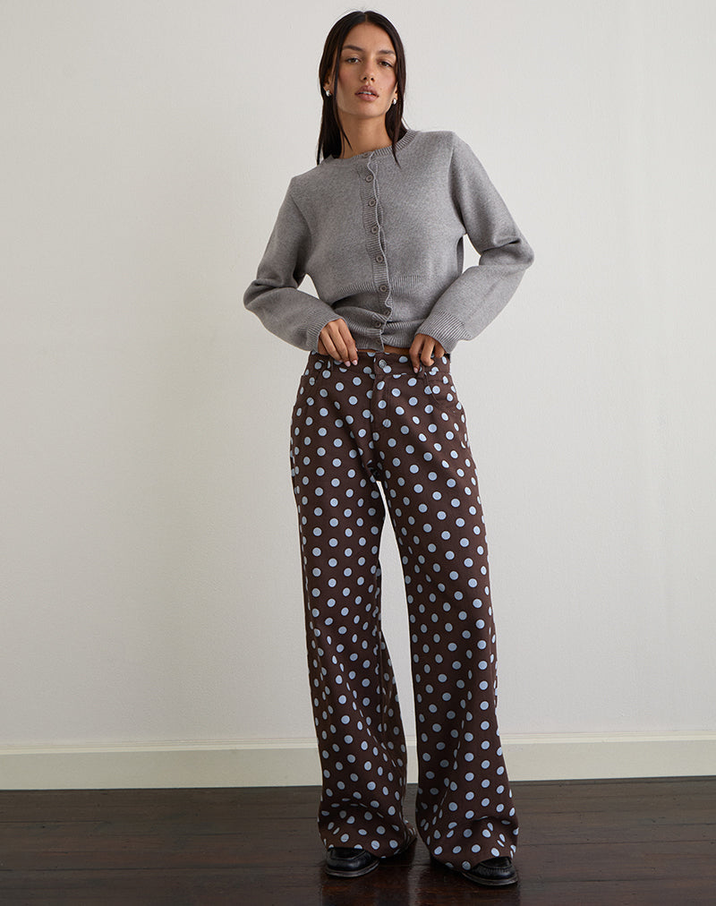 Low Rise Roomy Trouser in Mono Polka Brown