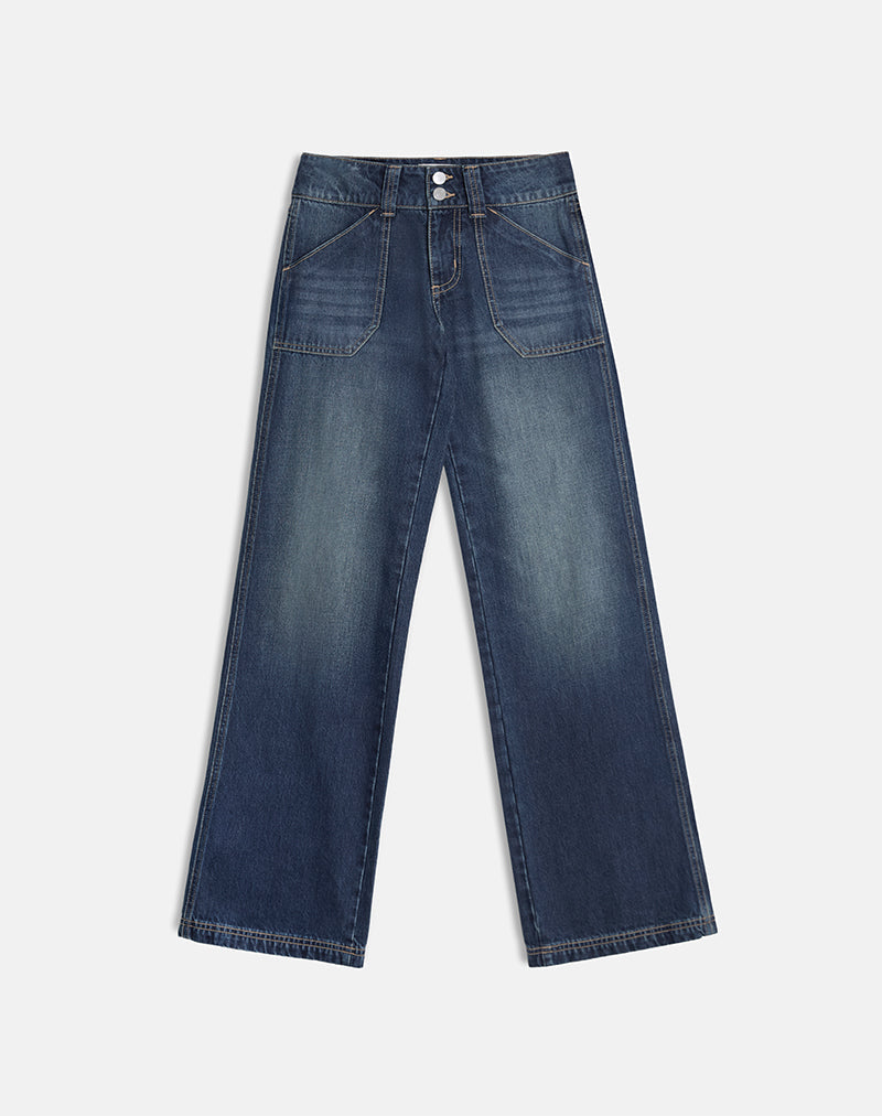 Afbeelding van Low Rise Relaxed Cargo Jeans in Mid Blue Tint