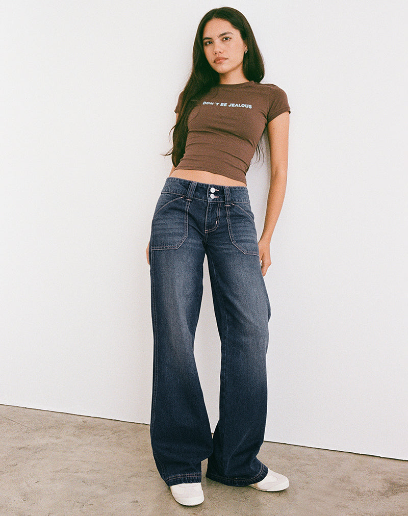 Afbeelding van Low Rise Relaxed Cargo Jeans in Mid Blue Tint