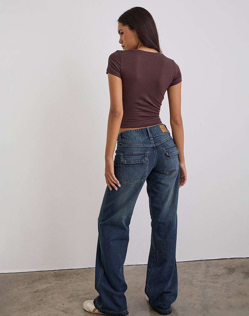 Afbeelding van Low Rise Relaxed Cargo Jeans in Mid Blue Tint