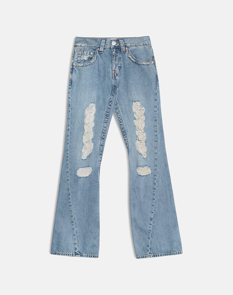 Afbeelding van Low Rise Twisted Seam Ripped Jean in Echt Blauw