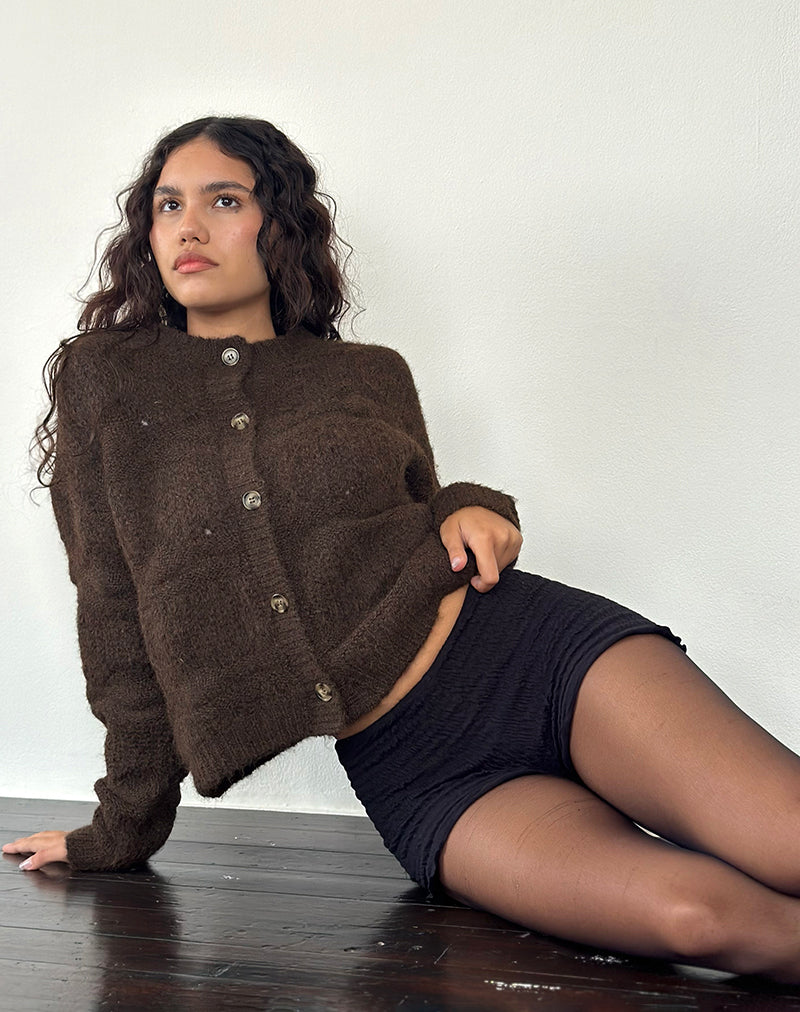 Afbeelding van Luciana gebreide cardi met structuur in donkerbruin