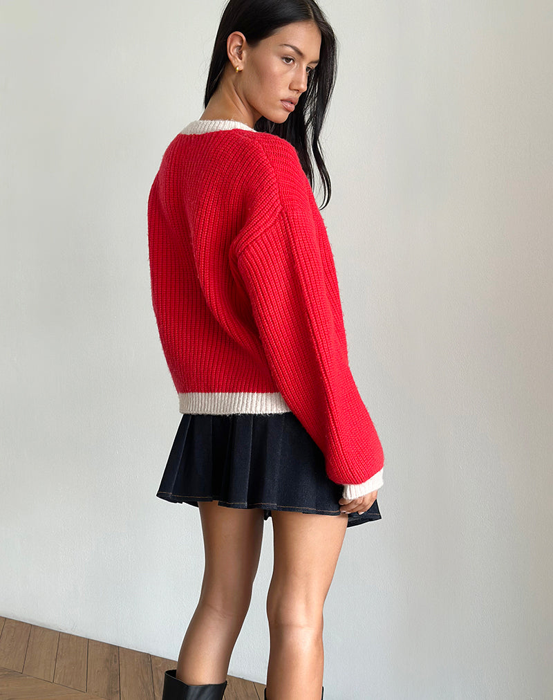 Afbeelding van Luciana Contrast Vest in Rood en Roze