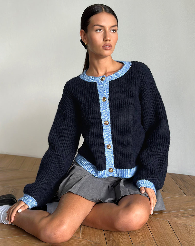 Luciana Vest in Contrast Navy