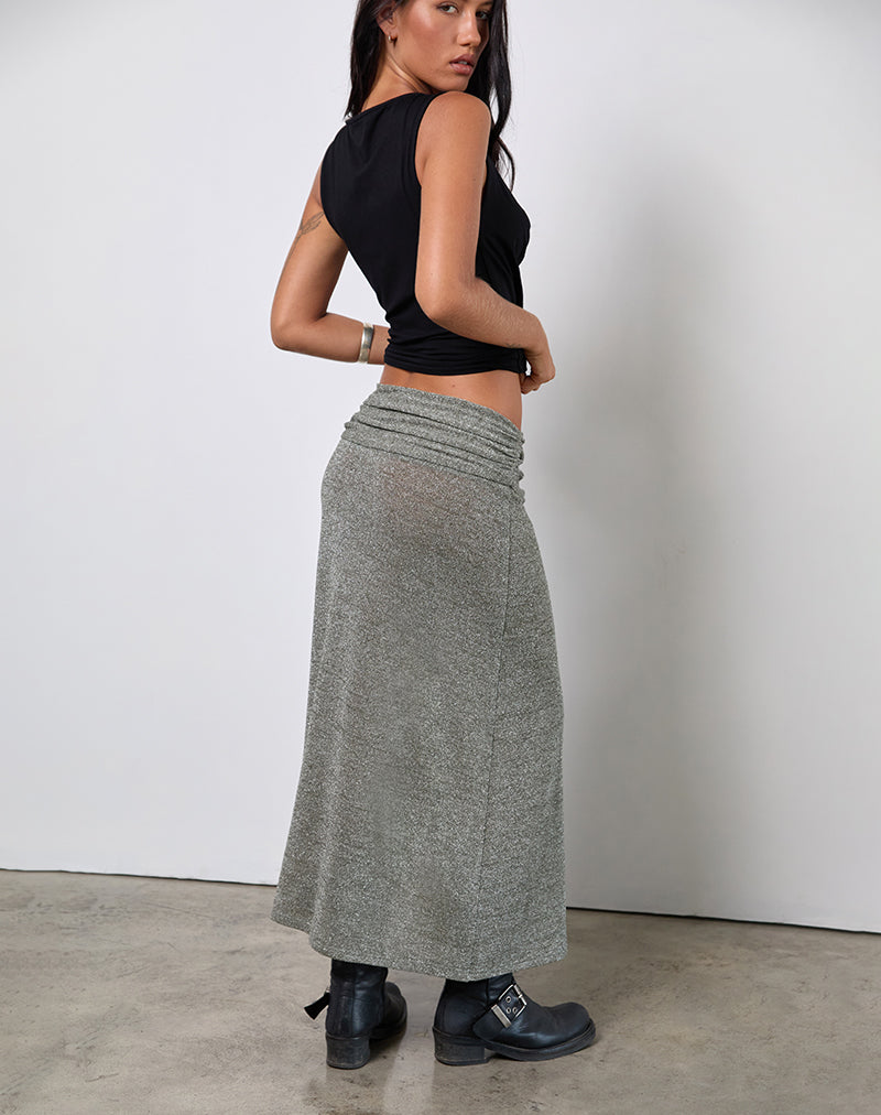 Luciara Midi rok in glitter breisel kaki
