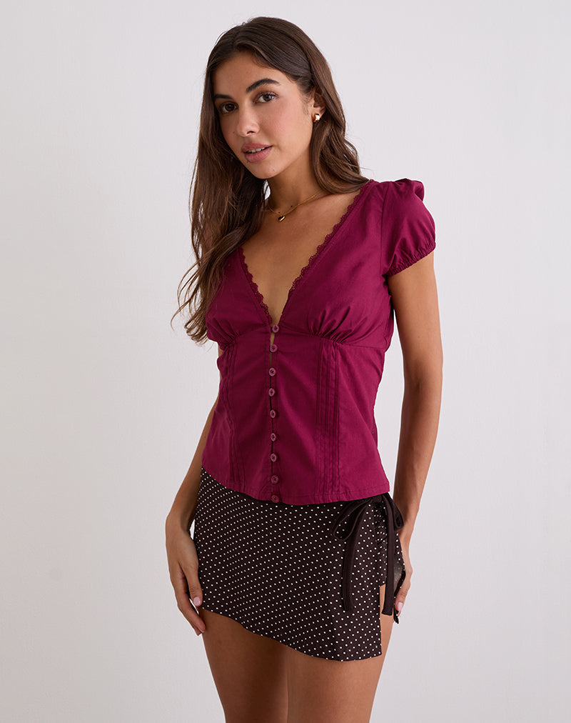Luel Wrap Skort in Micro Polka Bruin