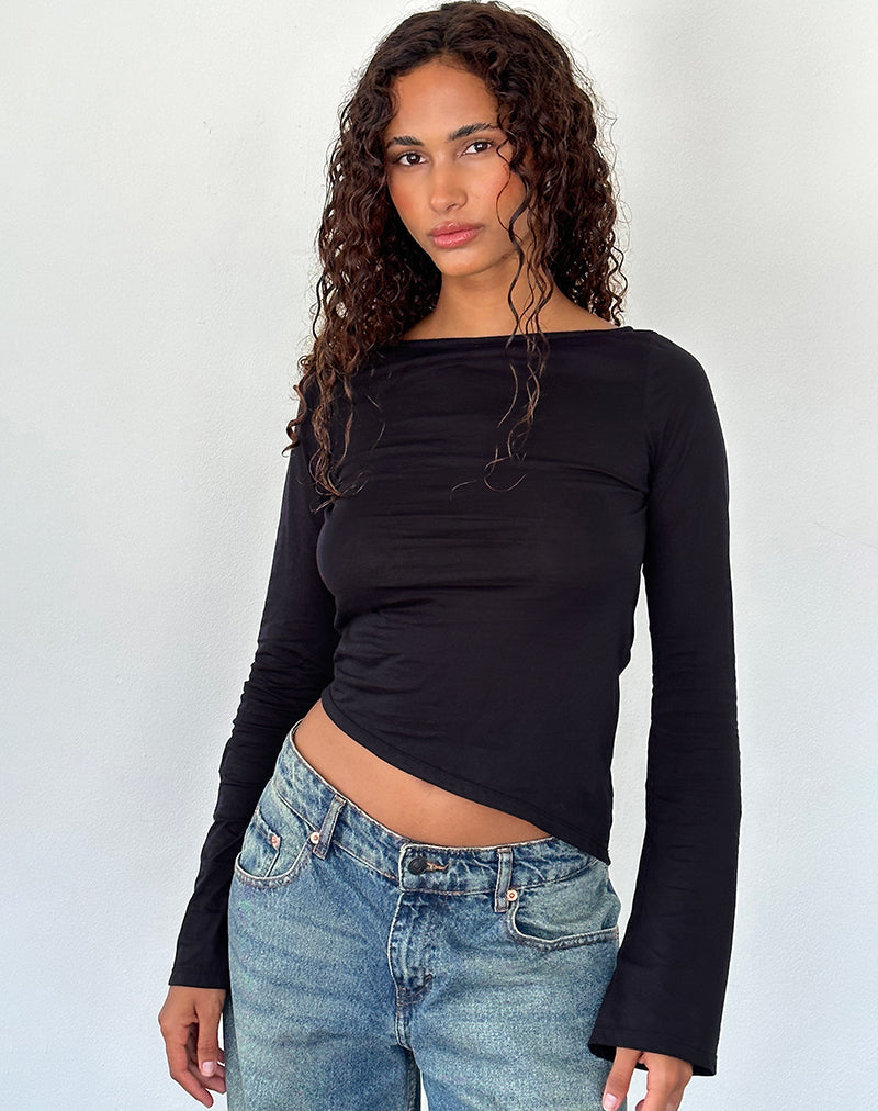 Afbeelding van Lunica Lange Mouw Top in Tissue Jersey Zwart