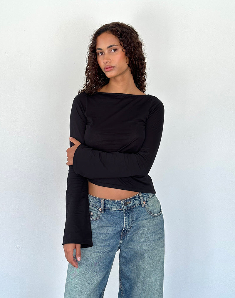 Afbeelding van Lunica Lange Mouw Top in Tissue Jersey Zwart